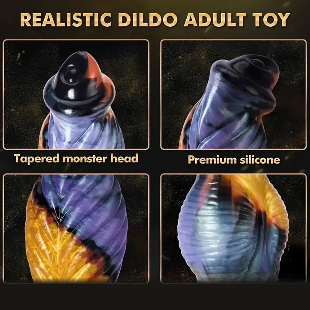 Multicolor textured vibrating thrusting dildo, photo 5