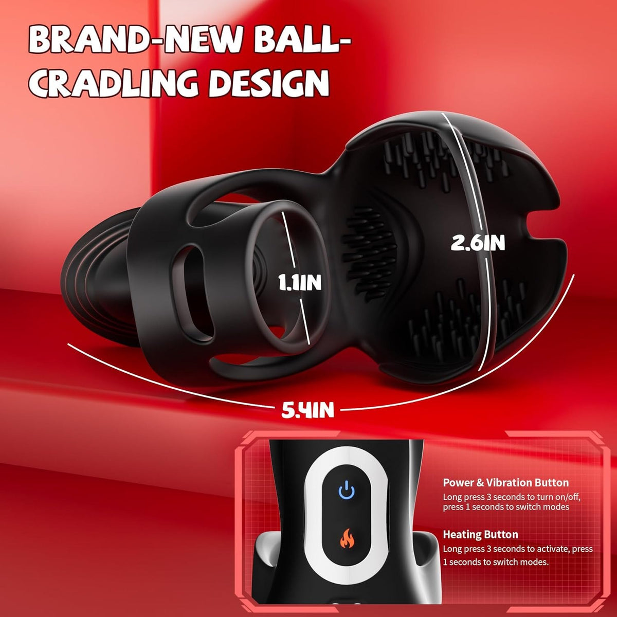 Black app-controlled testicle ring vibrator, photo 6