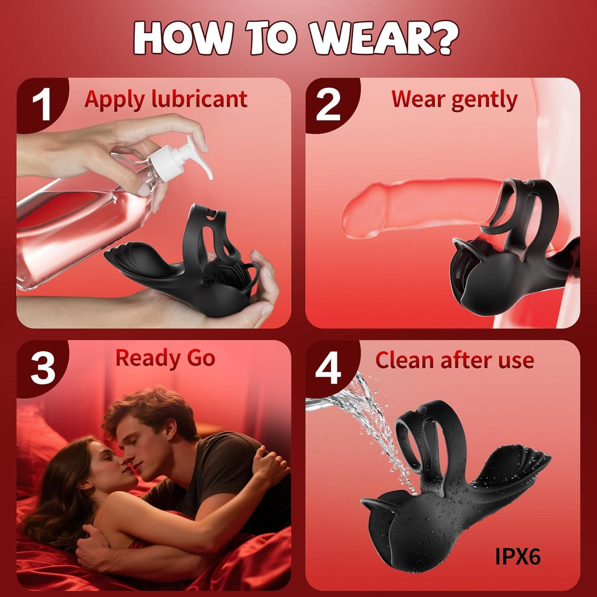 Black app-controlled testicle ring vibrator, photo 7