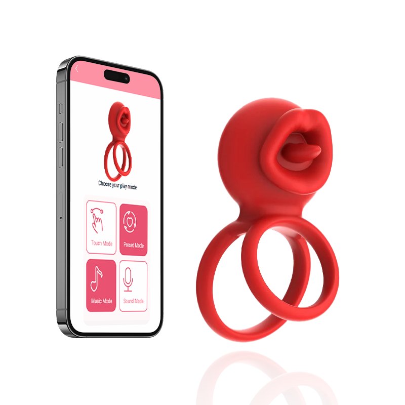 Red app controlled lip cock ring, photo 1