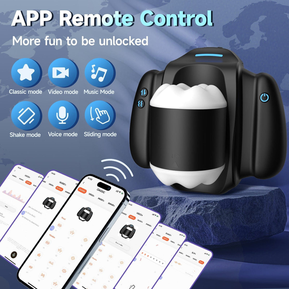 Black app controlled robotic male masturbator, photo 3