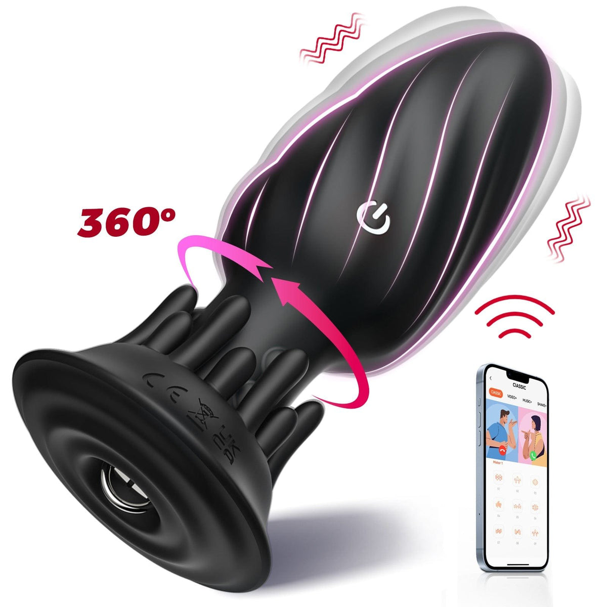 Black app-controlled rotating anal plug, photo 1