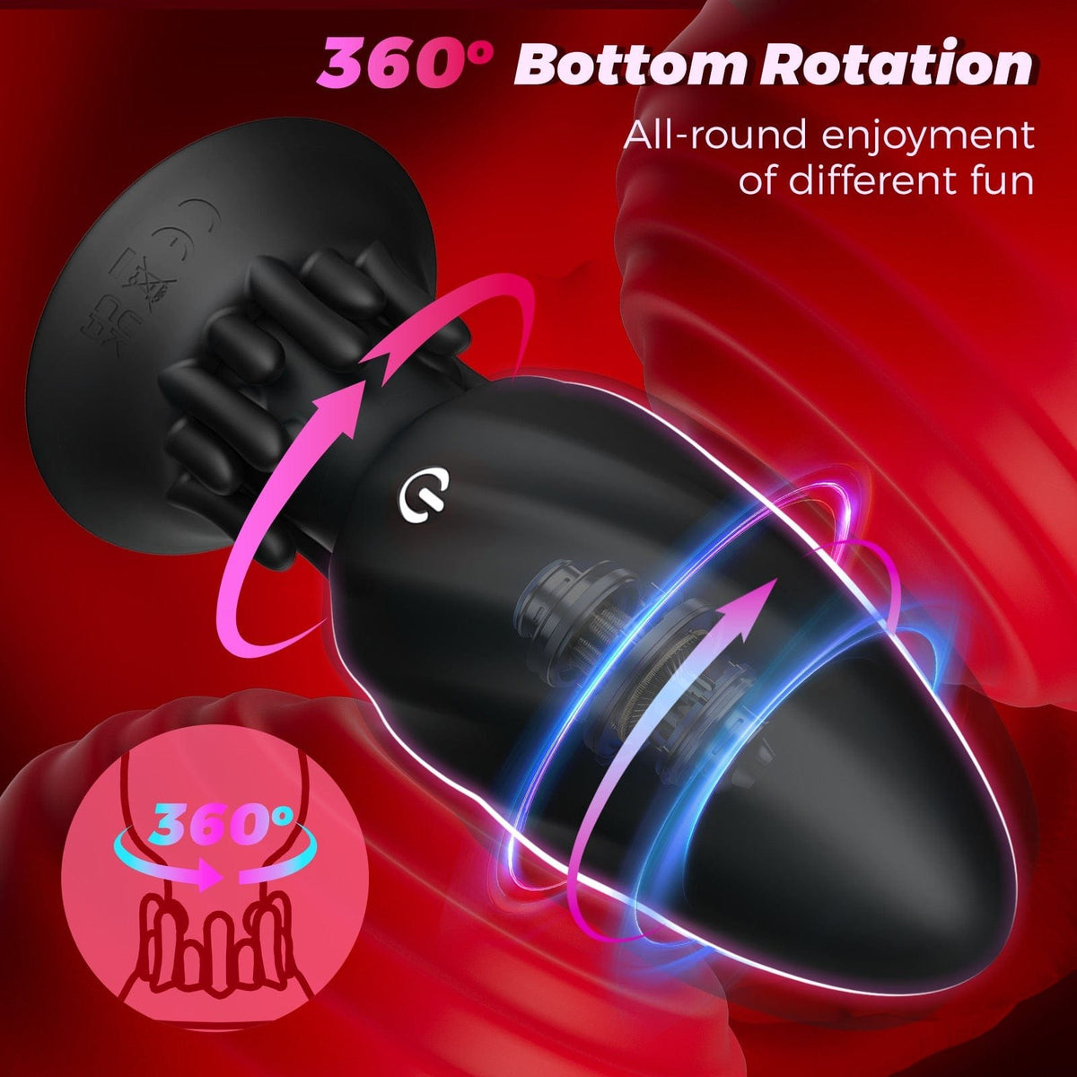 Black app-controlled rotating anal plug, photo 3