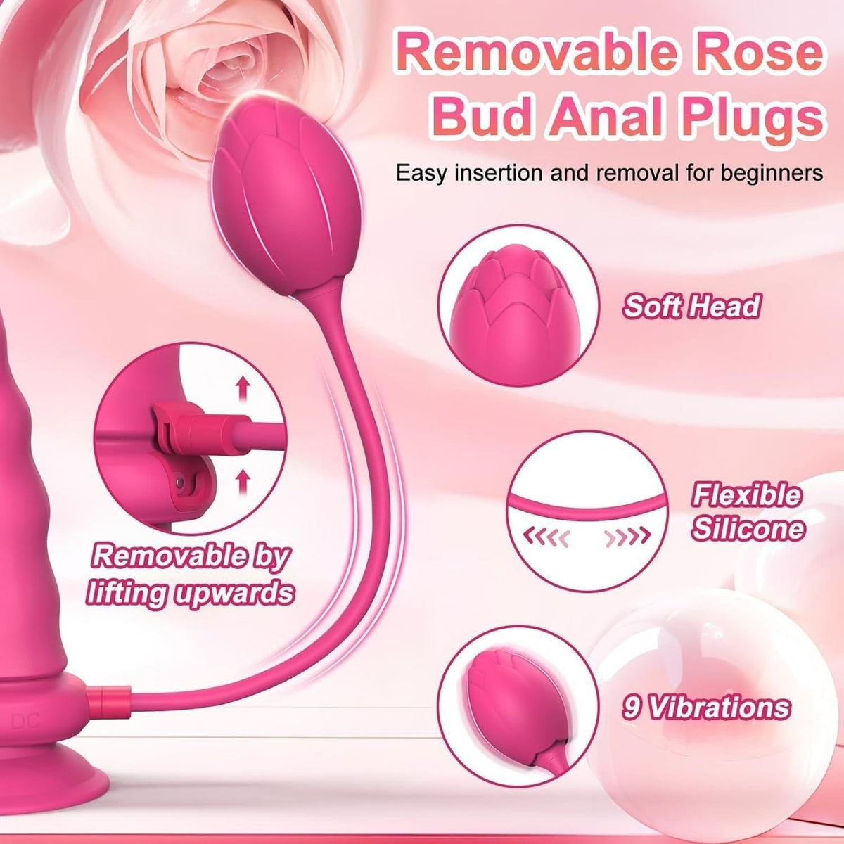 Pink silicone wearable strap-on vibrator, photo 4