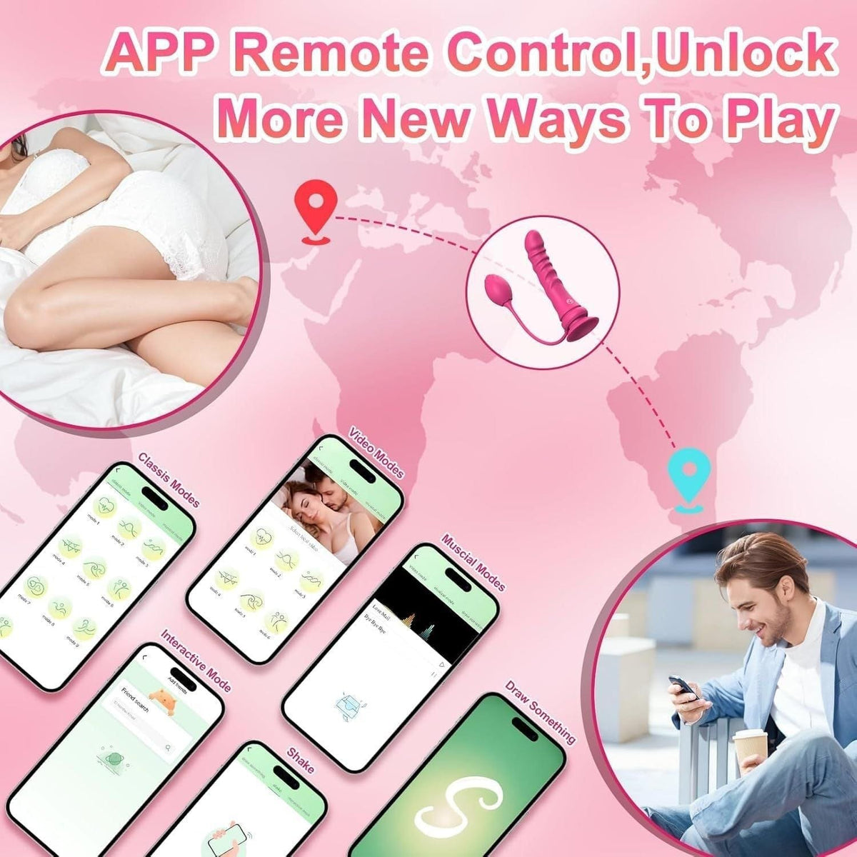 Pink silicone wearable strap-on vibrator, photo 5