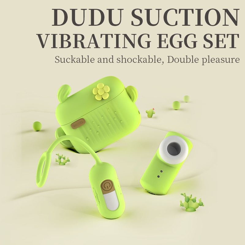 Green silicone app controlled suction and egg clitoral vibrator set, photo 4