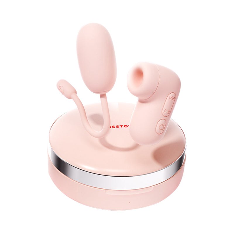 Pink silicone app controlled suction and egg vibrator, photo 1