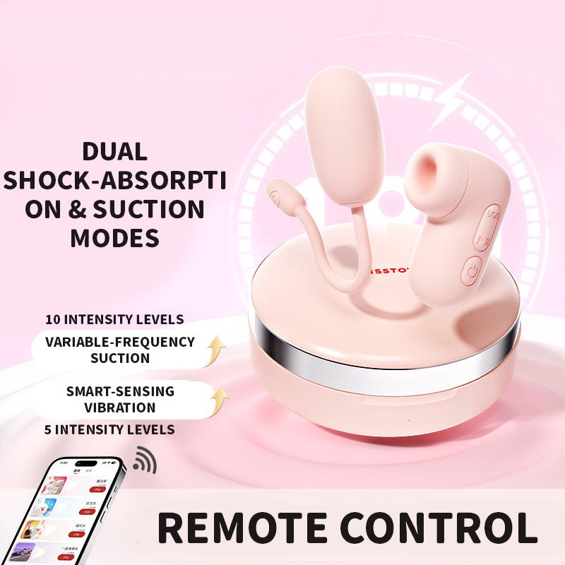 Pink silicone app controlled suction and egg vibrator, photo 2