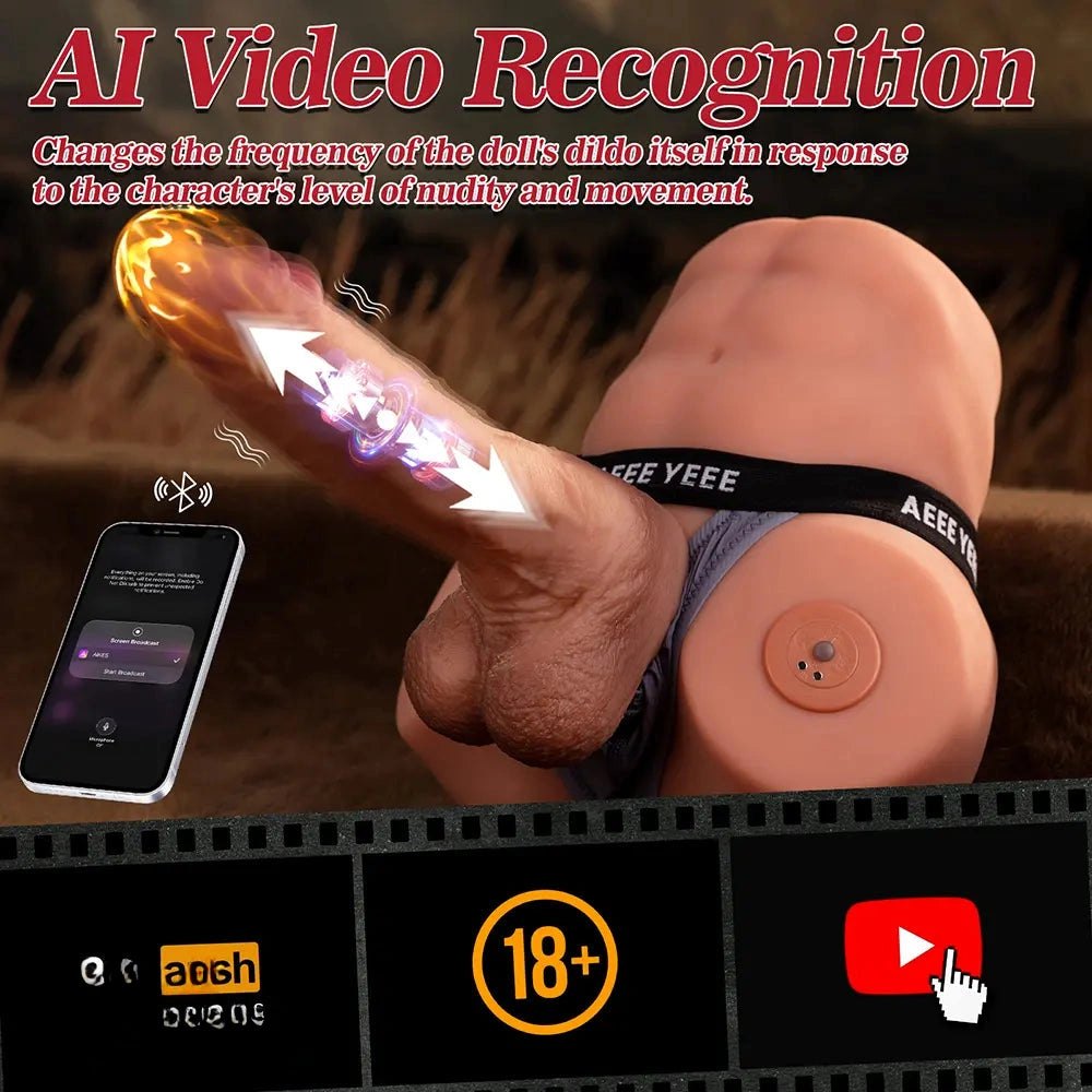 TPR male torso masturbator with dildo attachment, photo 1