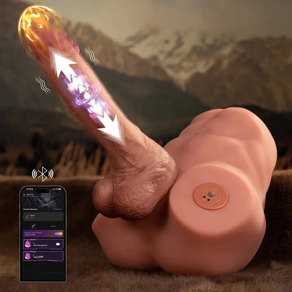TPR male torso masturbator with dildo attachment, photo 2