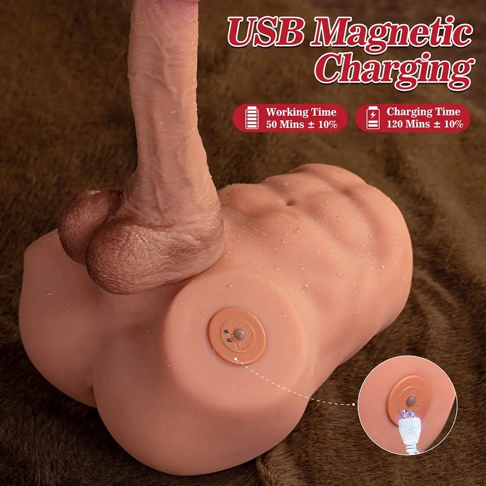 TPR male torso masturbator with dildo attachment, photo 3