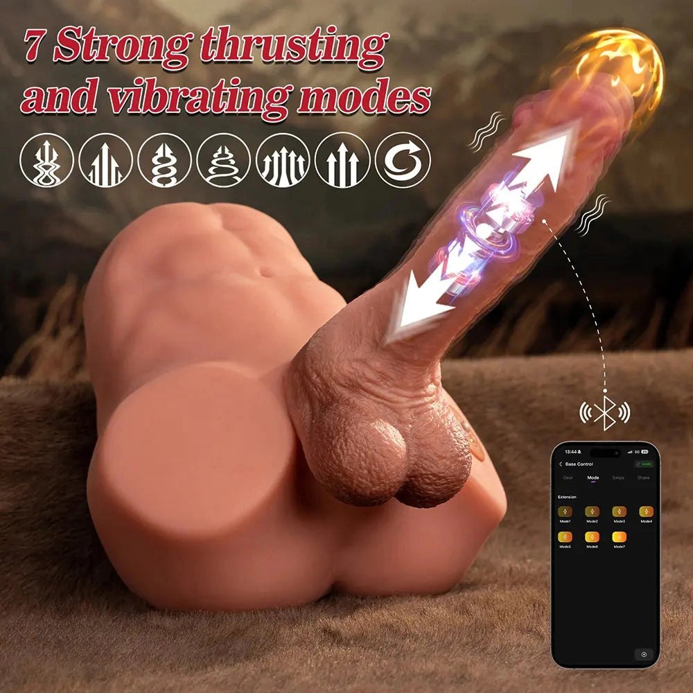 TPR male torso masturbator with dildo attachment, photo 6