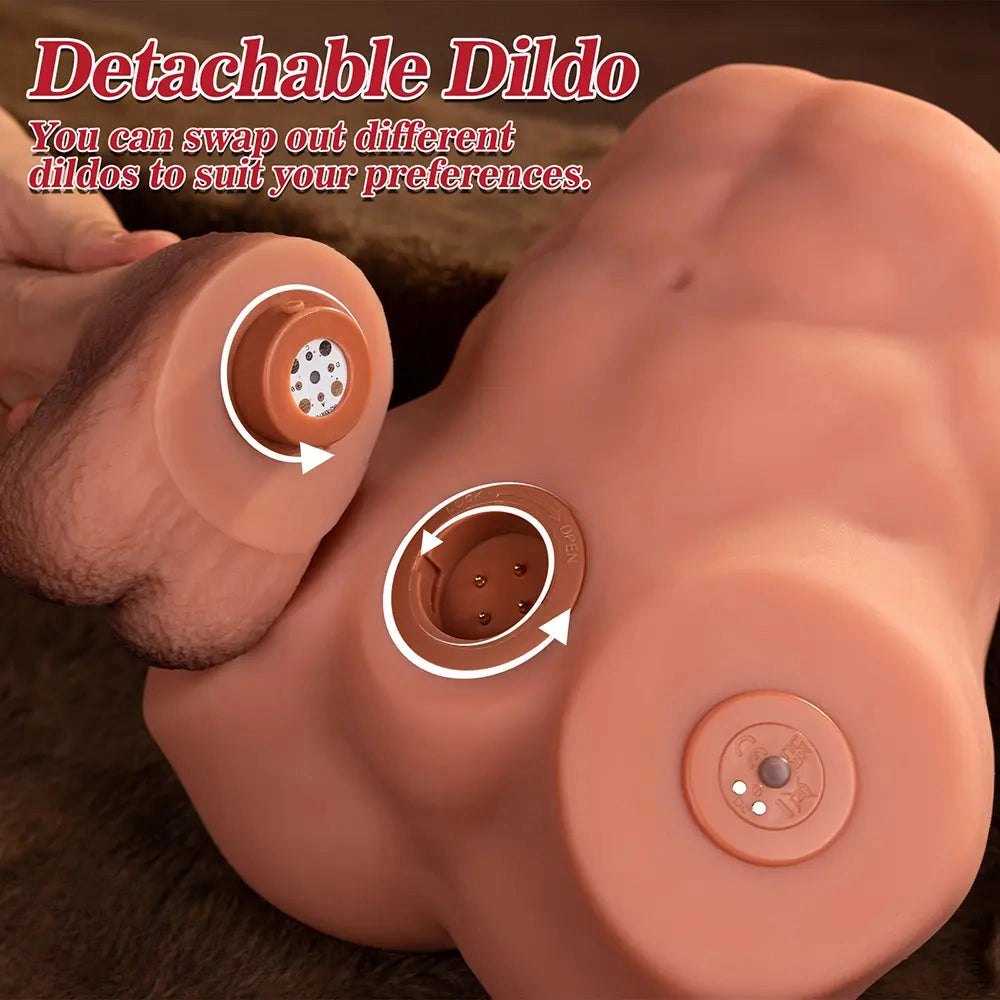 TPR male torso masturbator with dildo attachment, photo 8