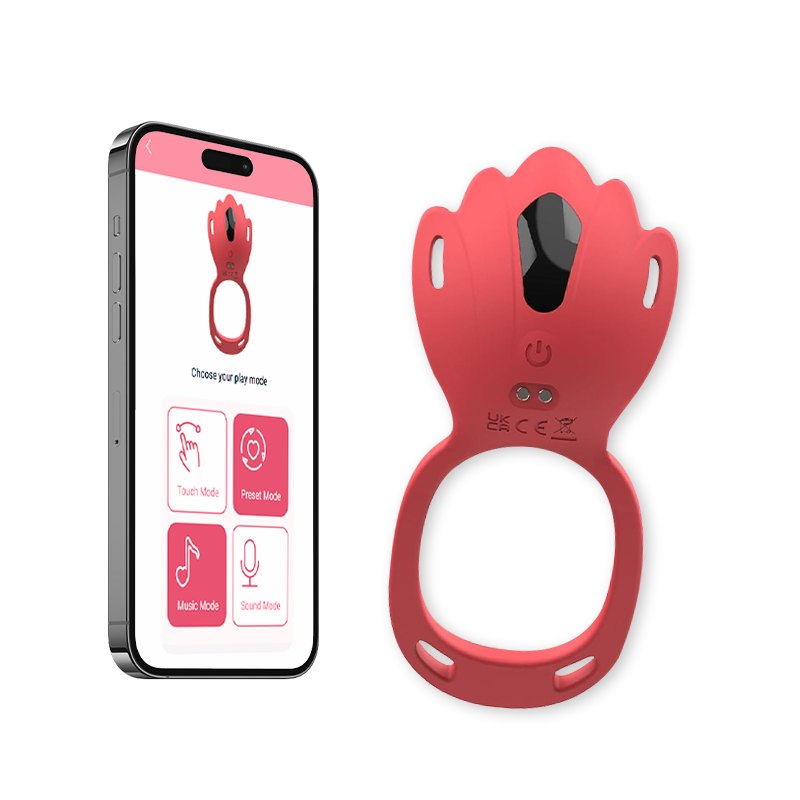 Rose red vibrating cock ring, photo 1
