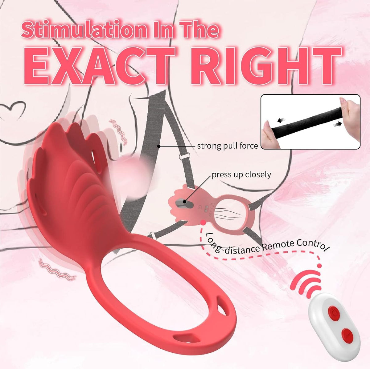 Rose red vibrating cock ring, photo 5