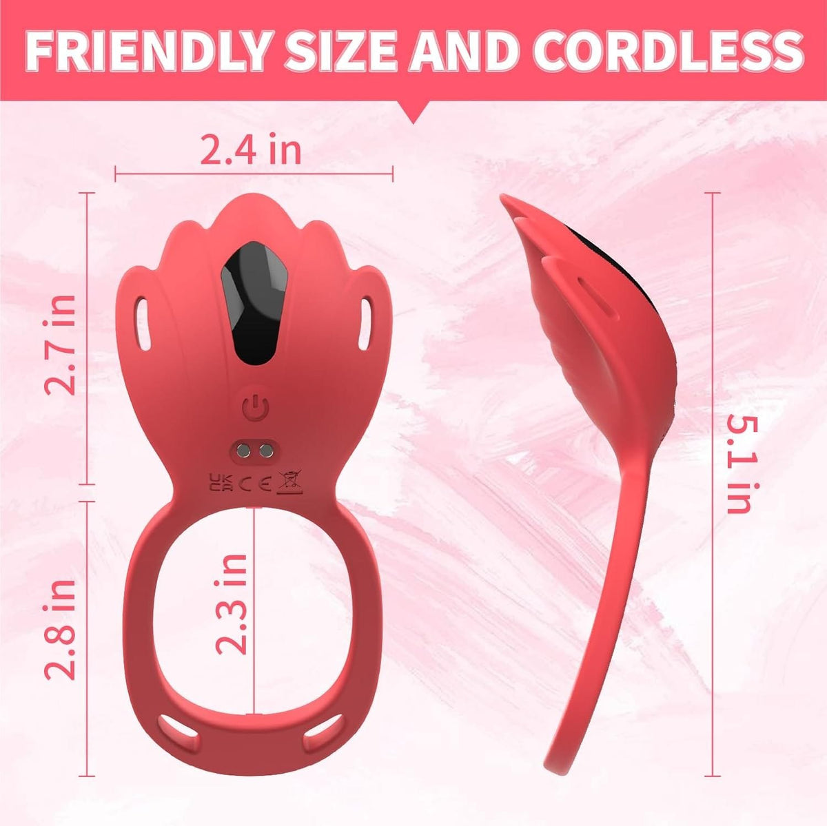 Rose red vibrating cock ring, photo 8