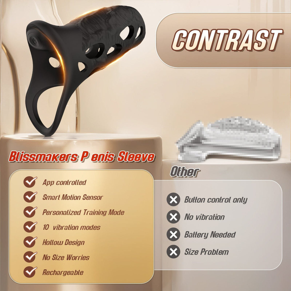 Black vibrating masturbation sleeve, photo 5