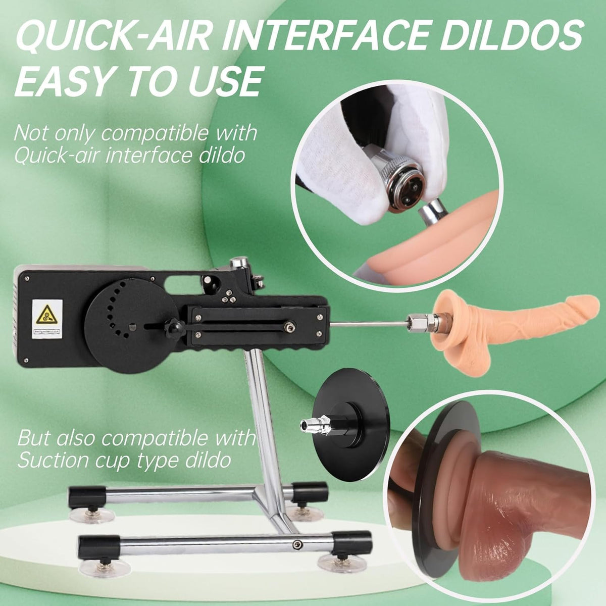 Black sex machine with realistic flesh-tone dildo attachment, photo 4