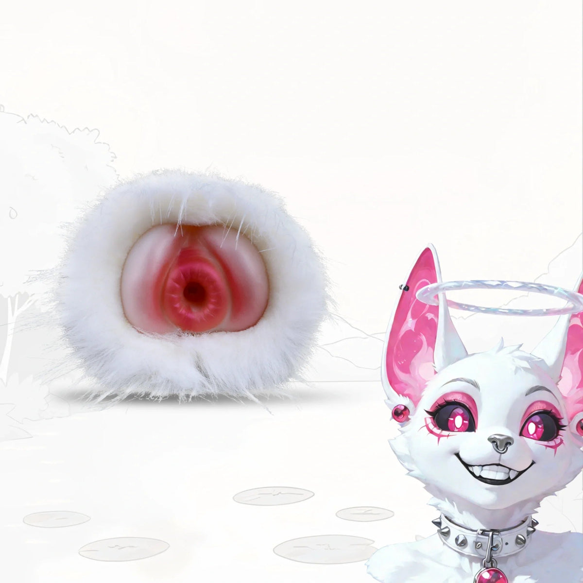 White fur masturbator, single entry, photo 1
