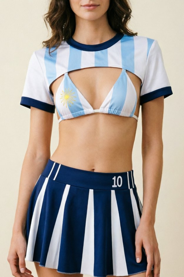 Blue argentina flag football roleplay costume set