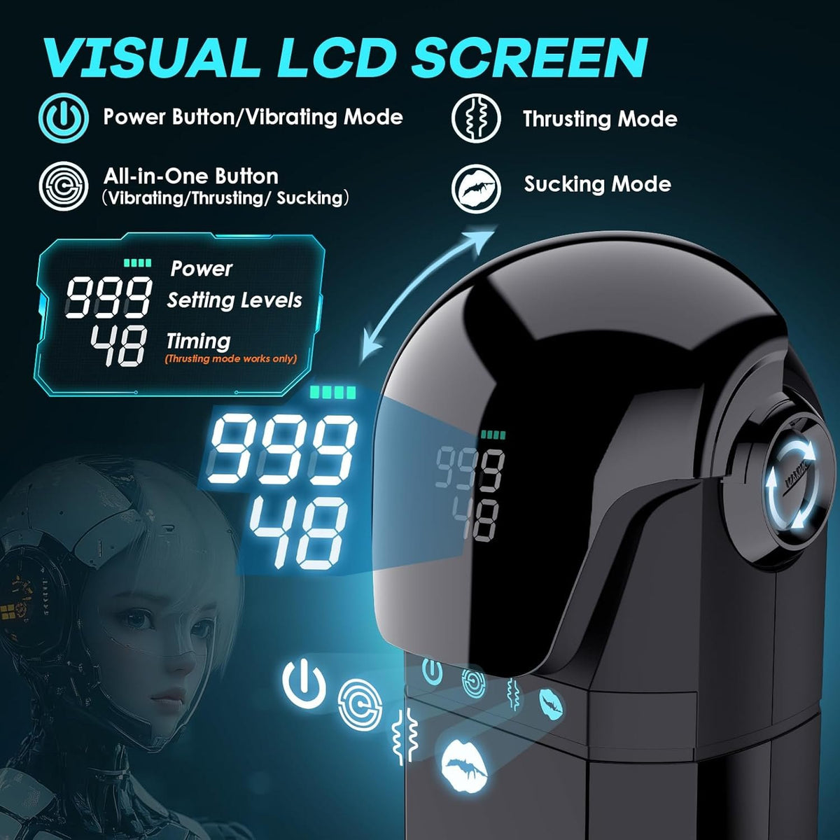 Black digital-display male masturbator, photo 6