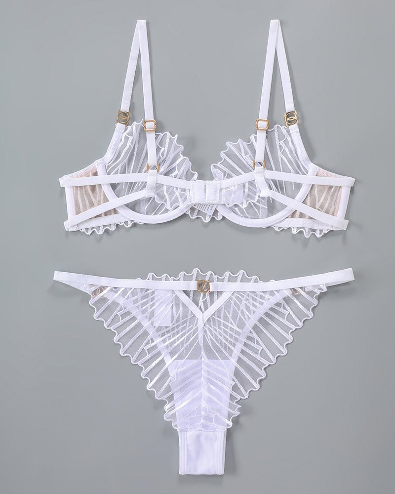 Art deco embroidered sheer mesh bra set, photo 7