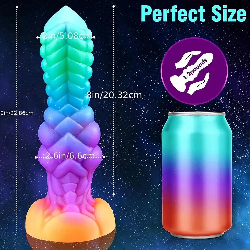 Teal purple orange fantasy knot silicone dildo, photo 2