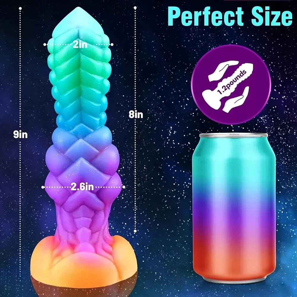 Teal purple orange fantasy knot silicone dildo, photo 4