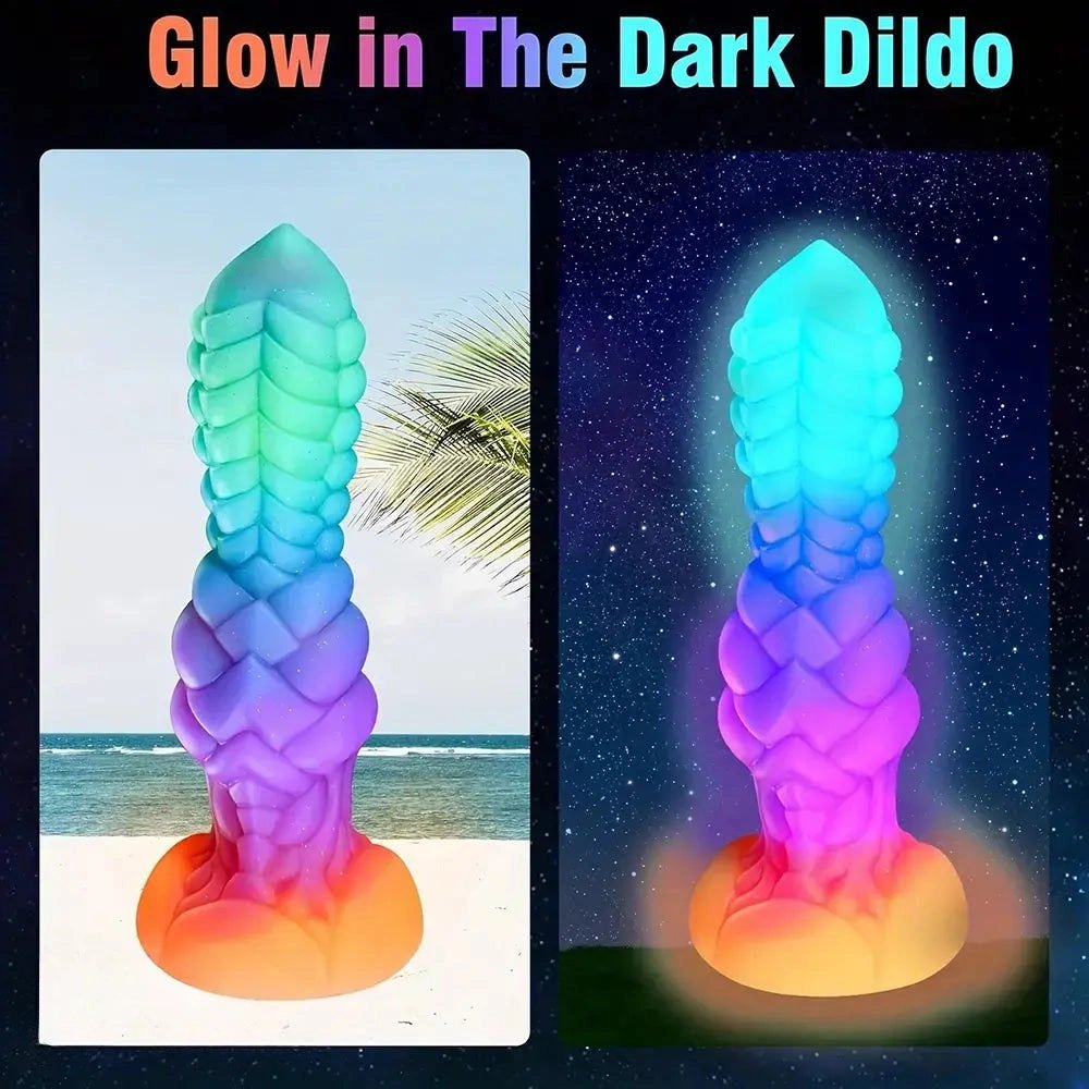 Teal purple orange fantasy knot silicone dildo, photo 5
