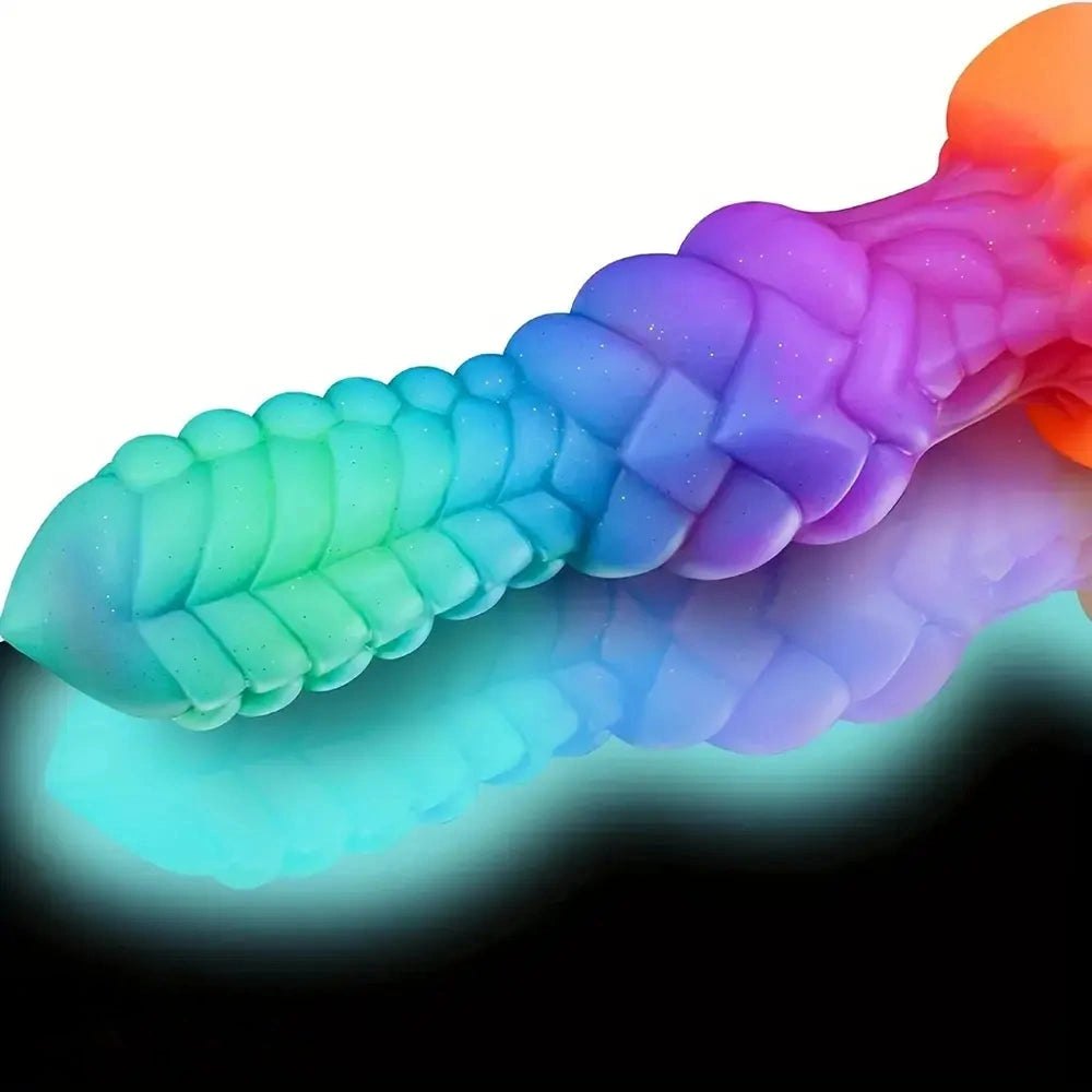 Teal purple orange fantasy knot silicone dildo, photo 6