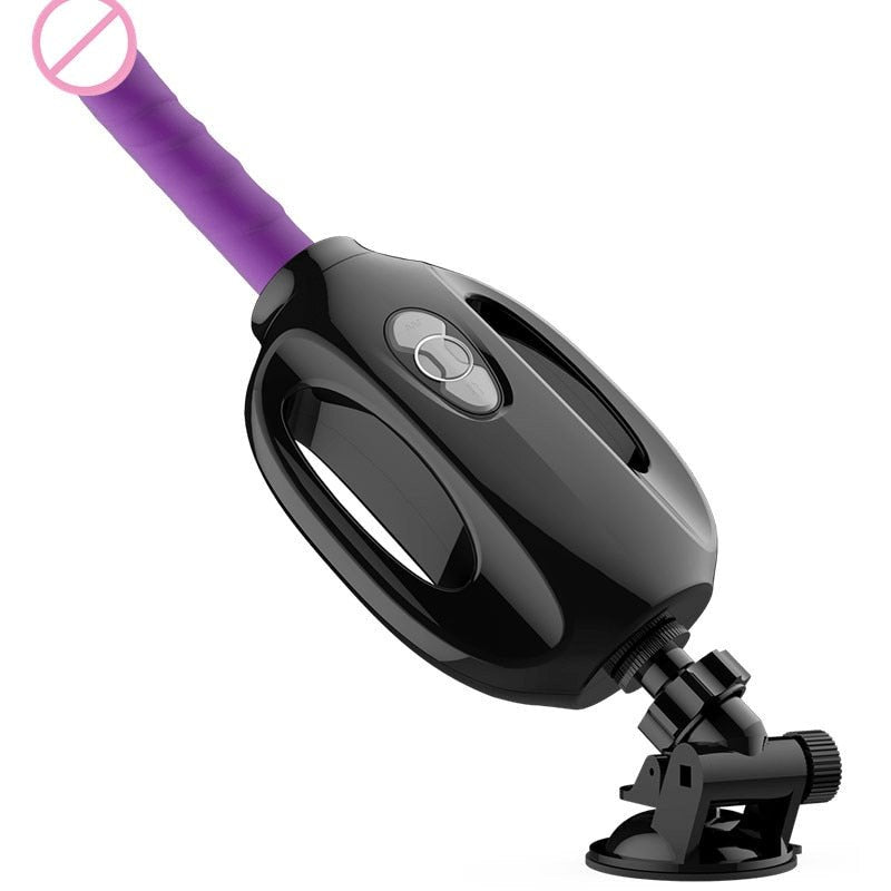 Black automatic thrusting sex machine with dildo attachment, photo 1