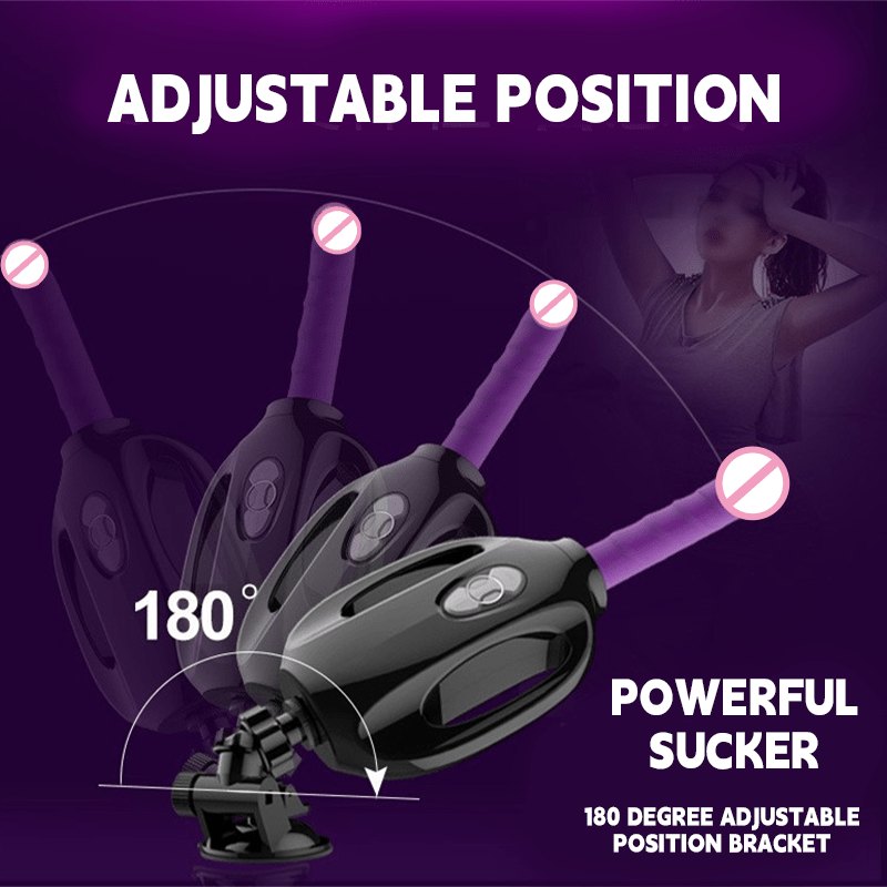 Black automatic thrusting sex machine with dildo attachment, photo 2