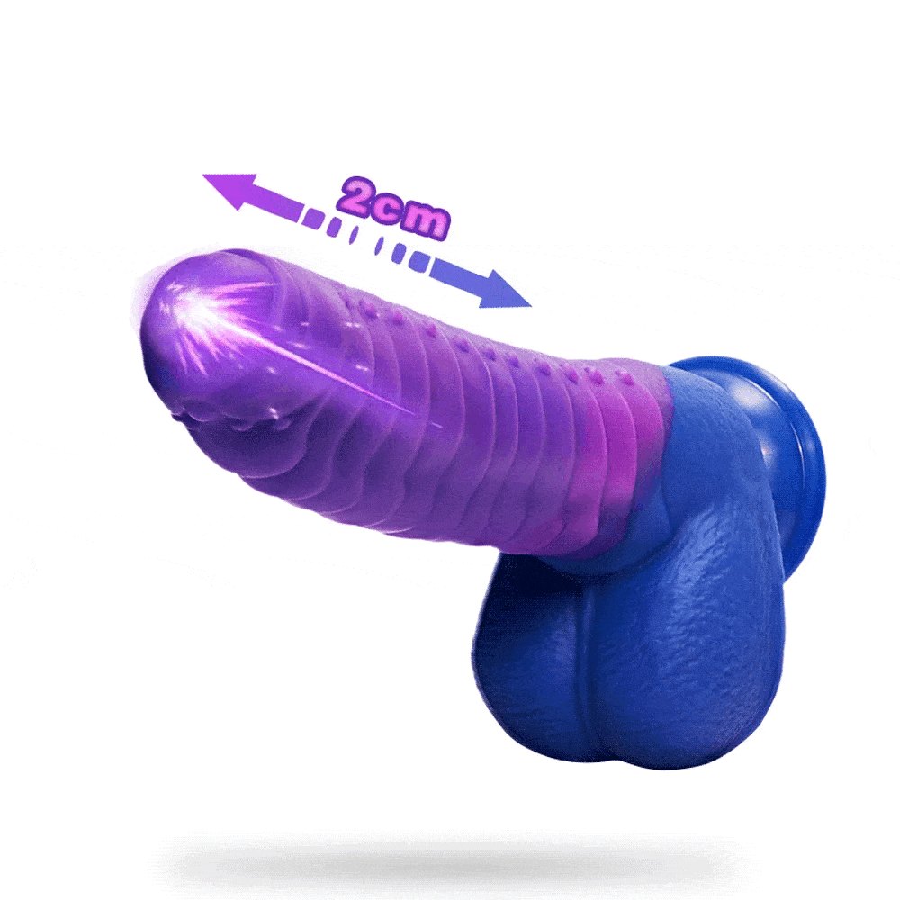 Purple silicone thrusting dildo, photo 1