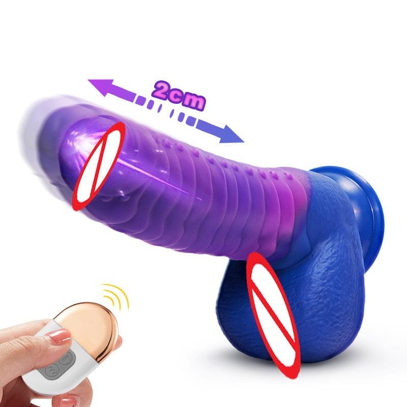 Purple silicone thrusting dildo, photo 2