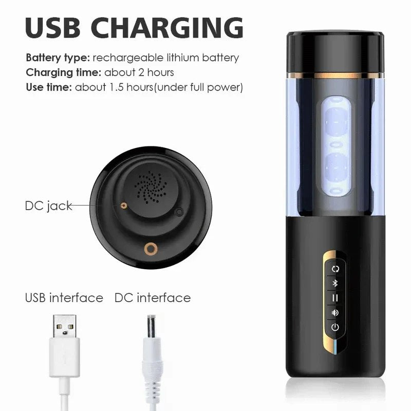 Black auto thrusting sound masturbator, photo 7