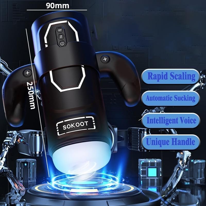 Black automatic telescoping male masturbator, photo 2