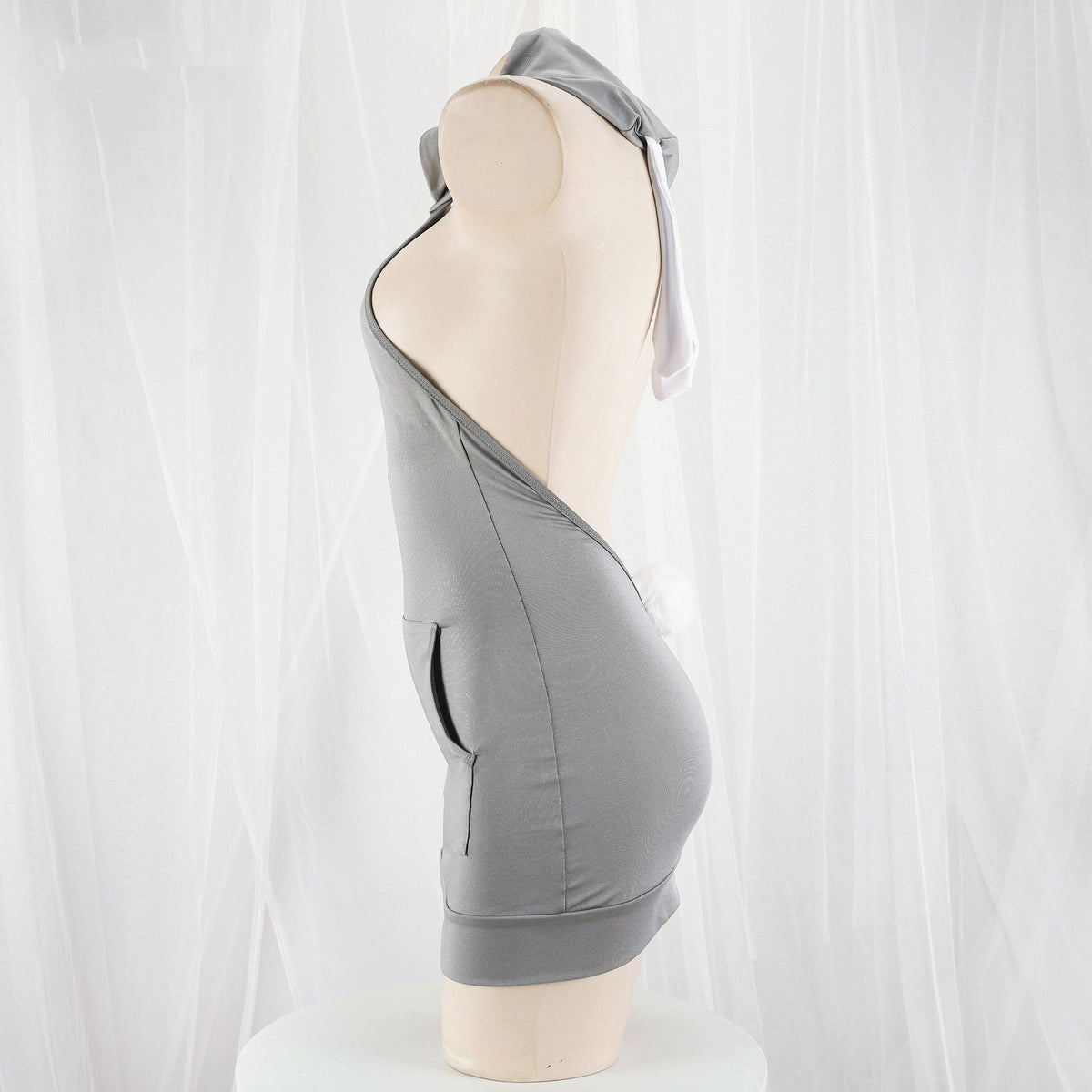 Backless hooded ribbed mini nightdress, photo 5