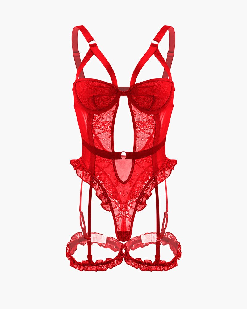 Backless lace garter teddy leg rings, photo 15