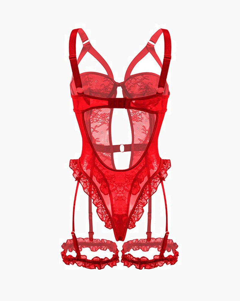 Backless lace garter teddy leg rings, photo 16