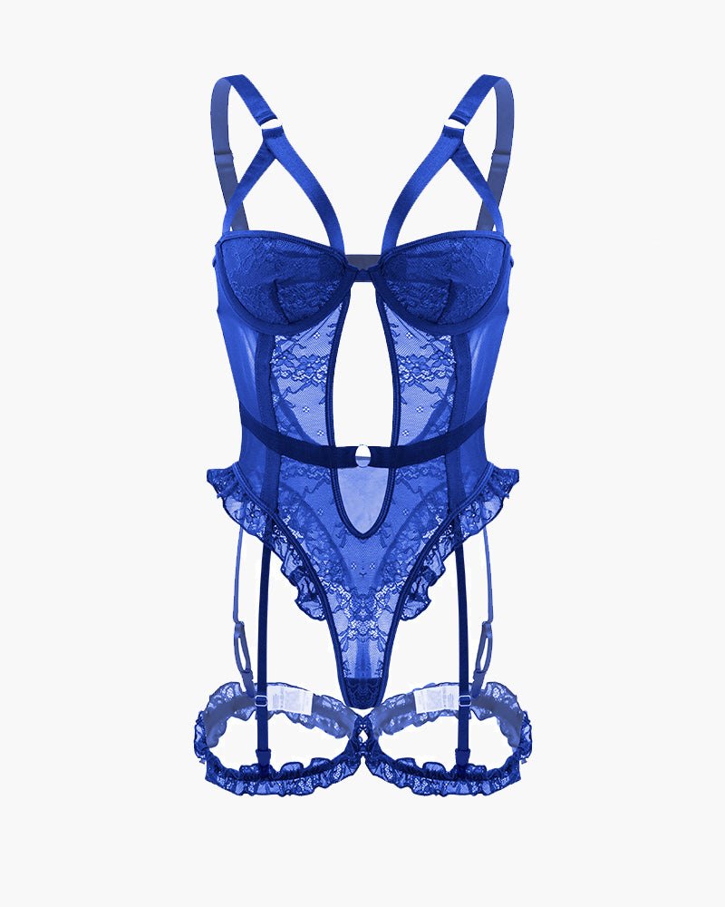 Backless lace garter teddy leg rings, photo 3