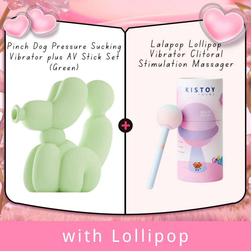 Green balloon dog shaped clitoral suction vibrator
