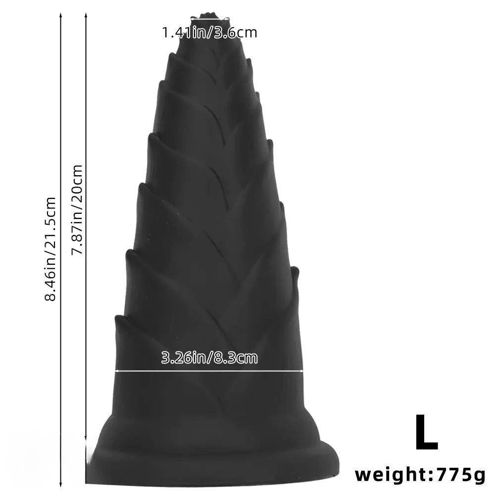 Black bamboo shoot graduated silicone anal plug