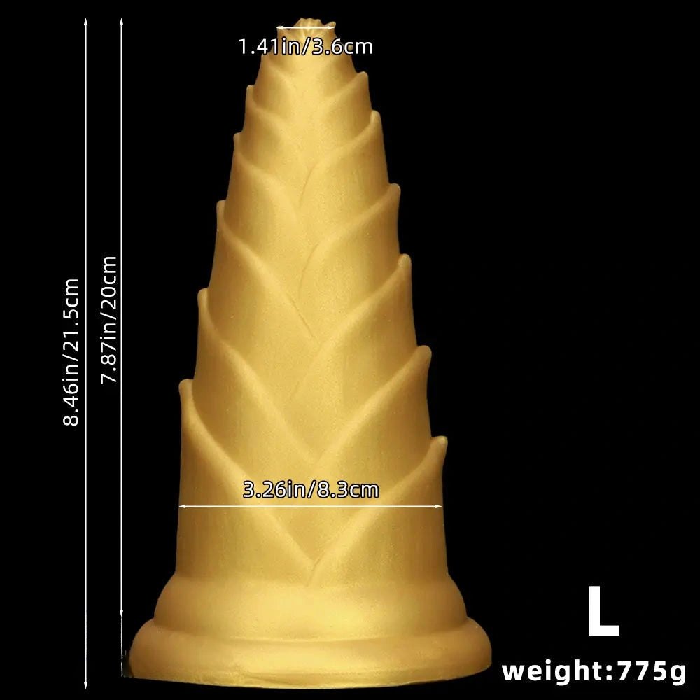 Gold bamboo shoot graduated silicone anal plug