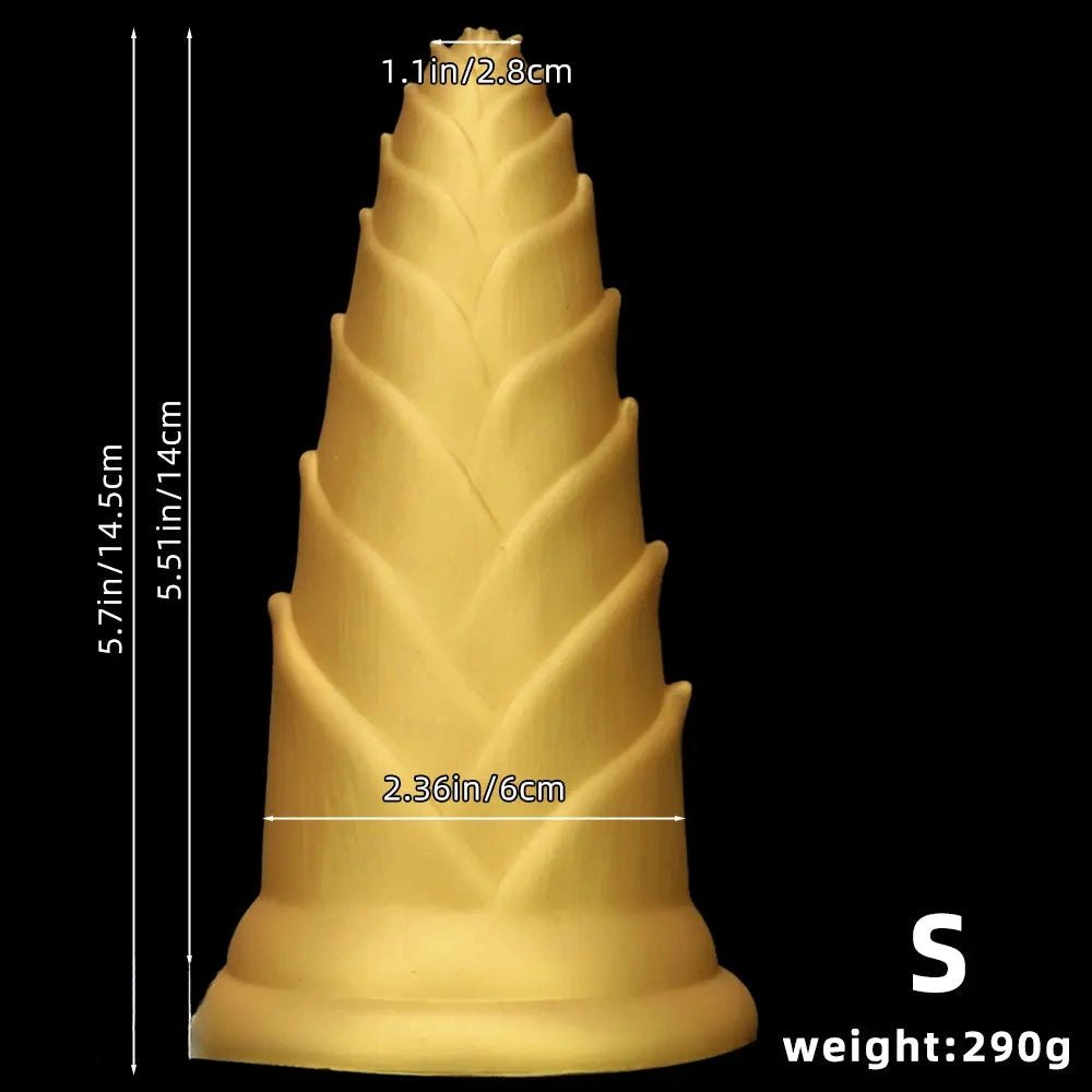 Gold bamboo shoot graduated silicone anal plug