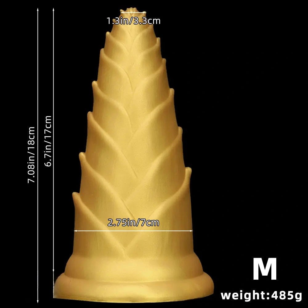 Gold bamboo shoot graduated silicone anal plug