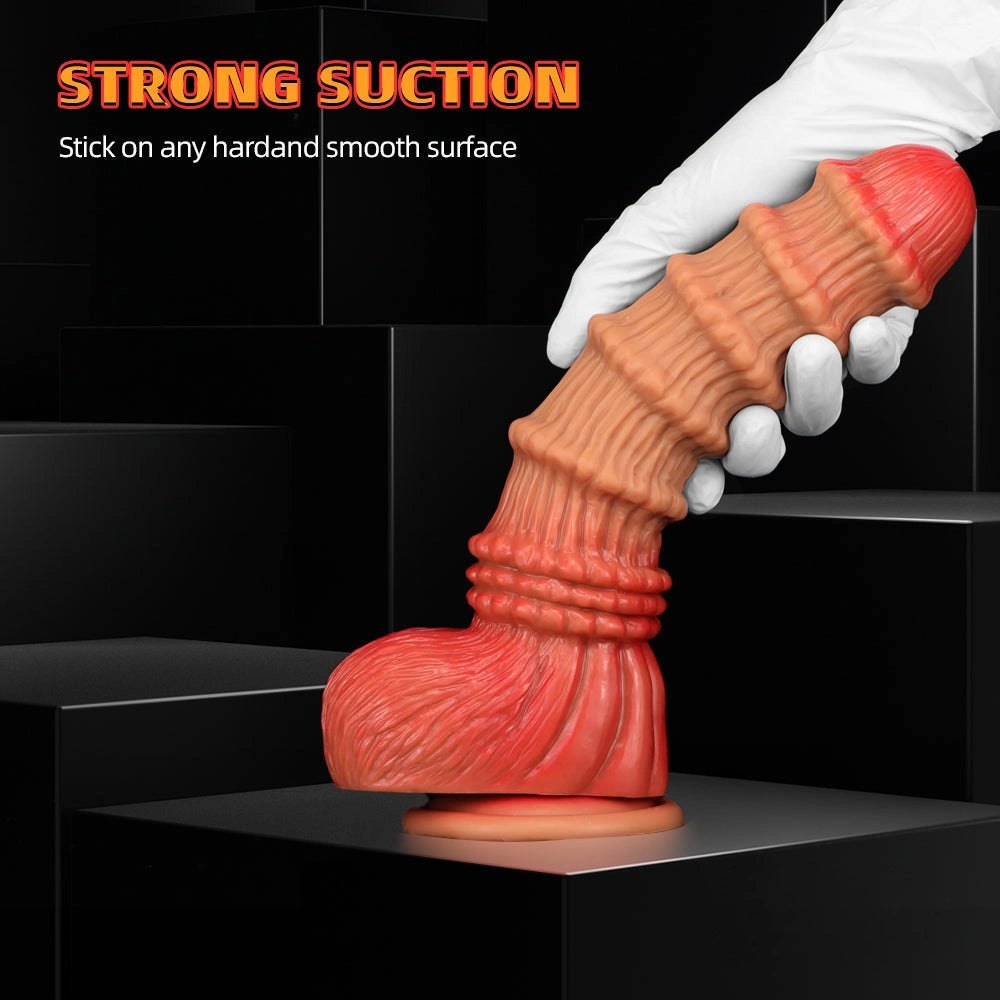Bamboo textured liquid silicone fantasy dildo, photo 10