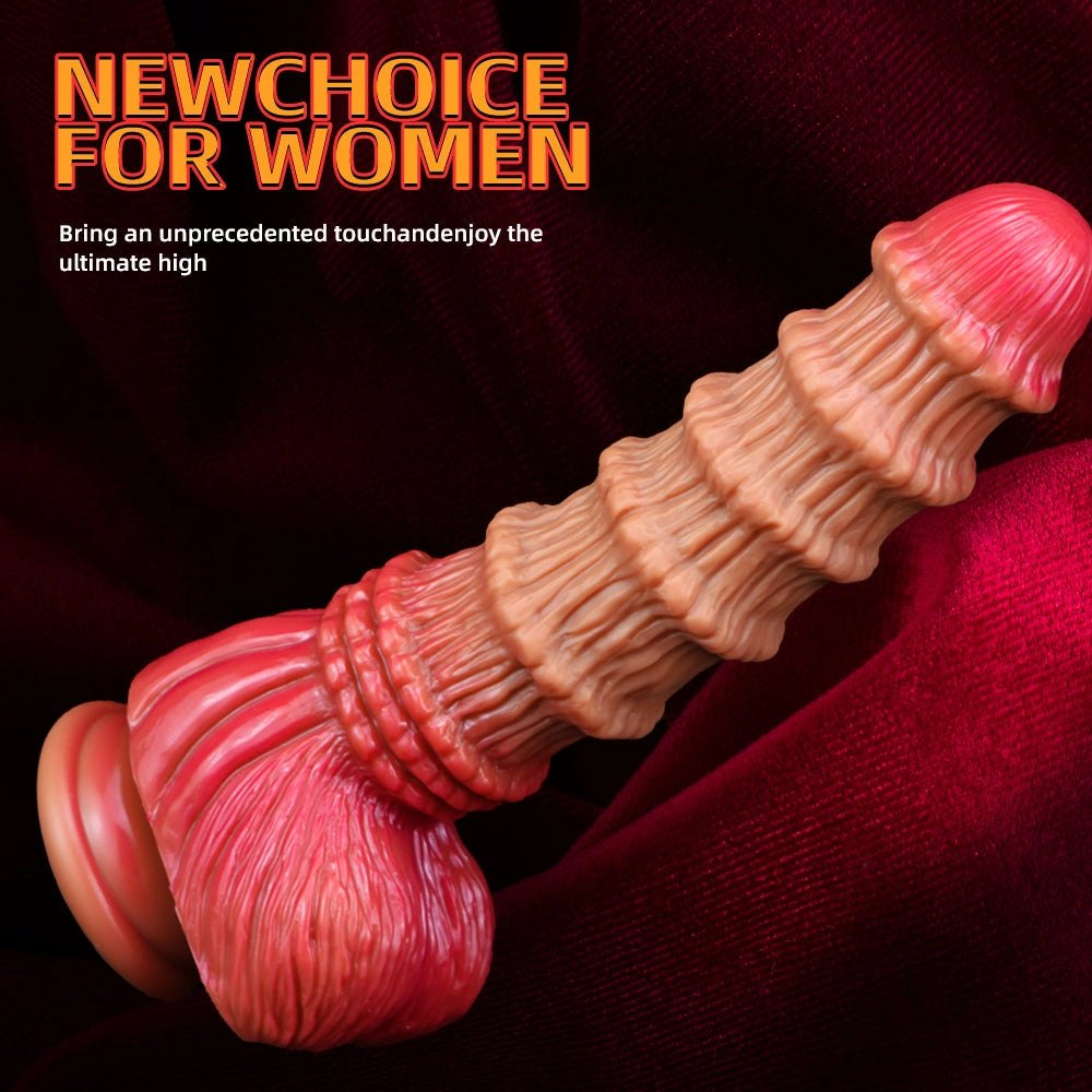 Bamboo textured liquid silicone fantasy dildo, photo 11