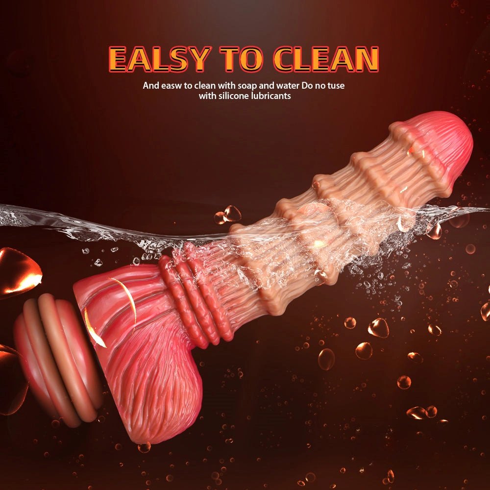 Bamboo textured liquid silicone fantasy dildo, photo 13