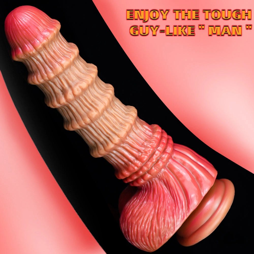 Bamboo textured liquid silicone fantasy dildo, photo 14