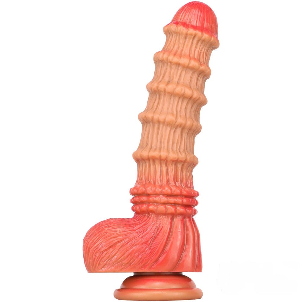 Bamboo textured liquid silicone fantasy dildo, photo 2